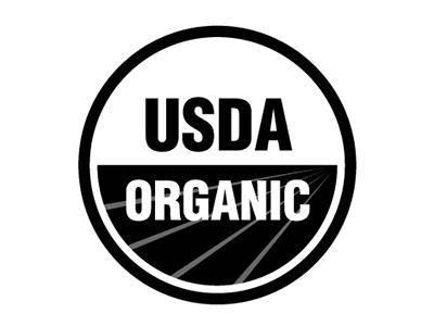 USDA Certified Organic logo: A black and white circle containing the words USDA ORGANIC.