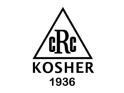 Chicago Rabinical Council logo: A black and white triangle containing the letters cRc. Supported below by the word KOSHER and the date 1936.
