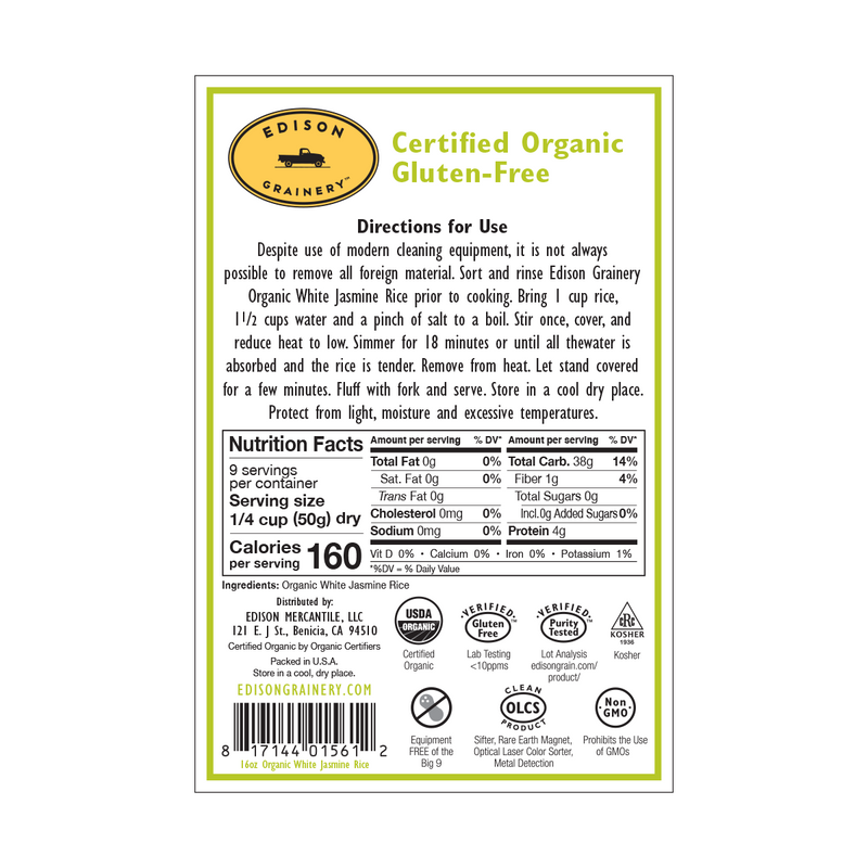 A portrait-oriented rectangular product label with a lime-green border, detailing nutrition information, directions for use, etc.