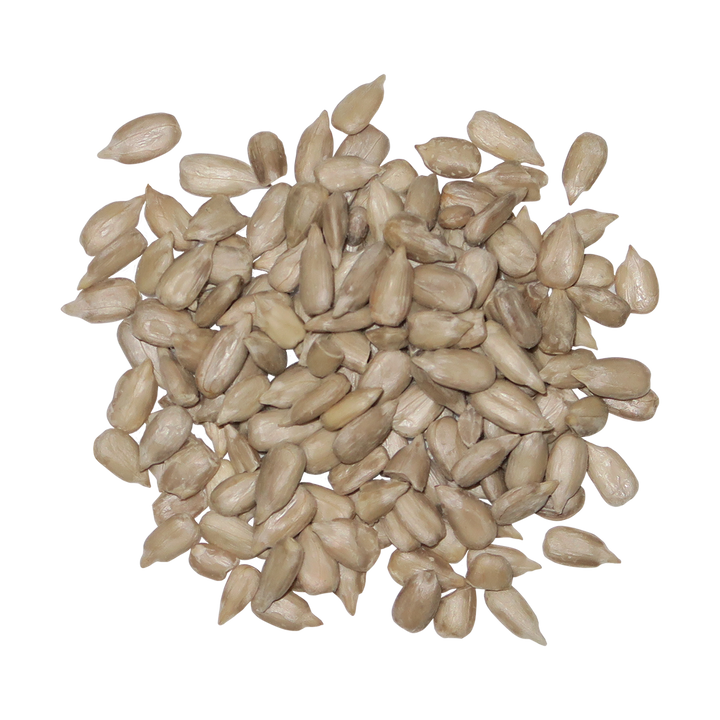 A top-down image of a small pile of Organic Sunflower Kernels.