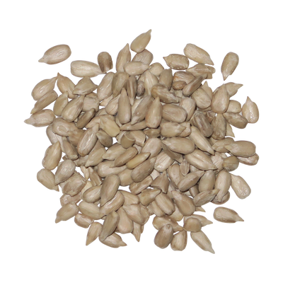 A top-down image of a small pile of Organic Sunflower Kernels.