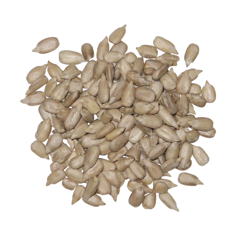 A top-down image of a small pile of Organic Sunflower Kernels.